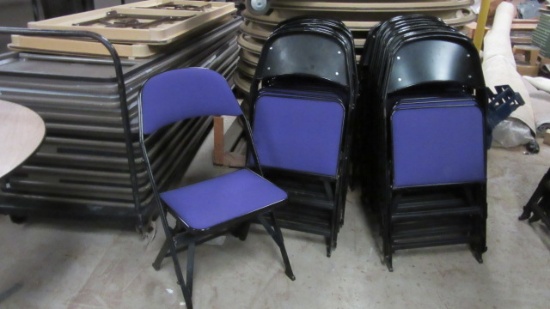 20 Clarin Black Metal Folding Chairs with Purple Upholstered Seat/Backs