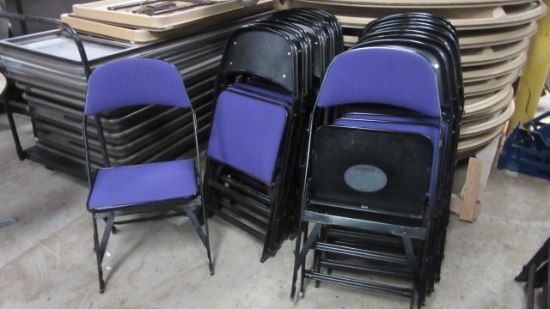 20 Clarin Black Metal Folding Chairs with Purple Upholstered Seat/Backs