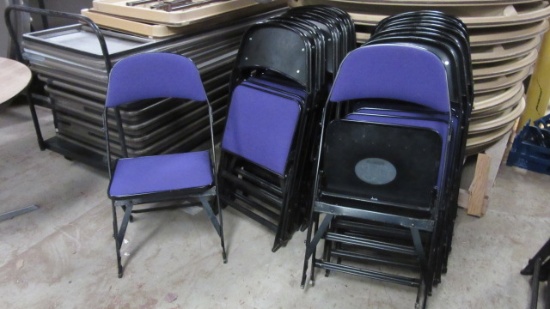 20 Clarin Black Metal Folding Chairs with Purple Upholstered Seat/Backs