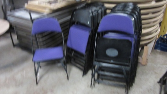 20 Clarin Black Metal Folding Chairs with Purple Upholstered Seat/Backs