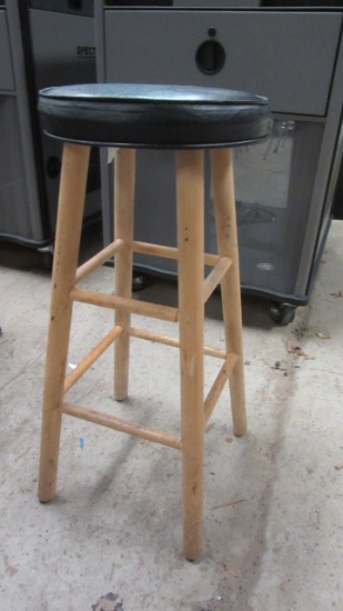 Central Chair Co. Black Padded Seat Wood Barstool