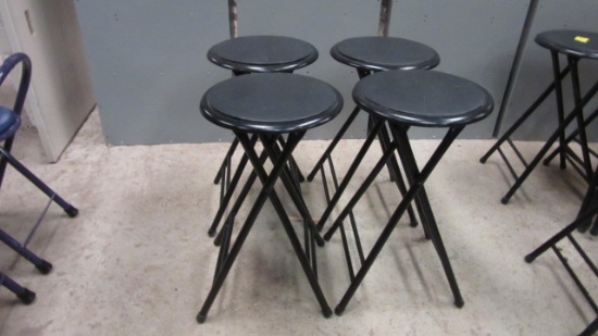 Four Central Park Industries Black Folding Stools with Padded Seats