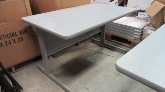 Grey Metal Worktable with Privacy Shield