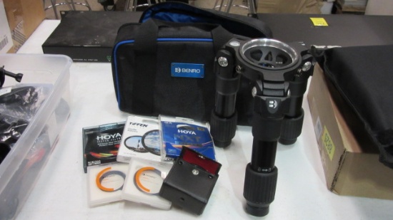 Benro Tripod in Carry Bag and Camera Lens Filters