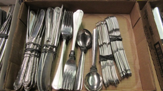 Two Dozen Each Mismatched Pattern Dinner Knives, Forks, Soup Spoons and Spreaders