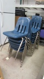12 Virco Blue and Chrome Stacking Chairs