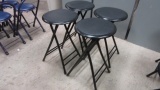 Four Central Park Industries Black Folding Stools with Padded Seats