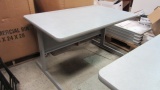 Grey Metal Worktable with Privacy Shield