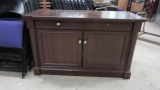 Mahogany Finish Media Console with Sliding Top