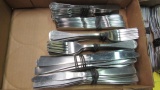 Two Dozen Each Mismatched Pattern Dinner Knives, Forks and Spreaders