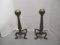 Pair of Vintage Metal Cannonball Fireplace Andirons
