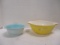 2 Vintage Pyrex Bowls - Yellow and Light Blue