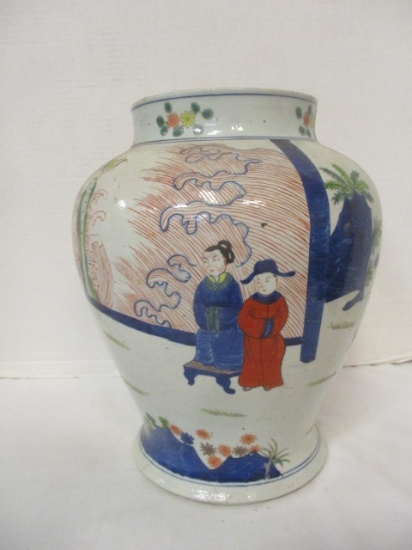 Large Antique Chinese Famille Verte Porcelain Jar/Vase