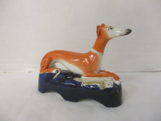 Vintage Whippet and Rabbit Single Quill Holder