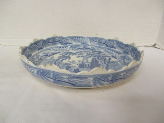 Davenport Blue and White Soft Paste Bowl with Scallops