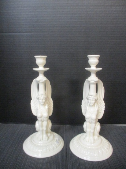 Pair of Fitz and Floyd Egyptian Style Candlesticks