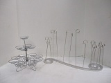 2 Silvertone Metal Display Stands/Holders for Pictures, Cupcakes, etc.