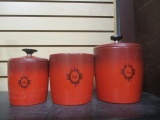 Set of 3 Mid-Century Modern Westbend Painted Metal Cannisters