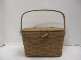 Vintage Longaberger Basket with Hinged Lid and Handle - Signed and Dated