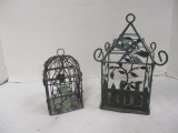 2 Small Wire Metal Bird Cages/Candle Holders