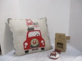 Glory Haus Christmas Throw Pillow and Matching Ornament in Box