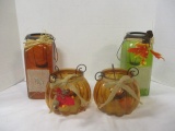 4 Glass and Metal Autumn Candle Holders
