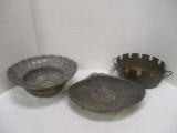 3 Vintage Metal Bowls