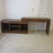 Oak Expandable Console Desk with Two Drawers