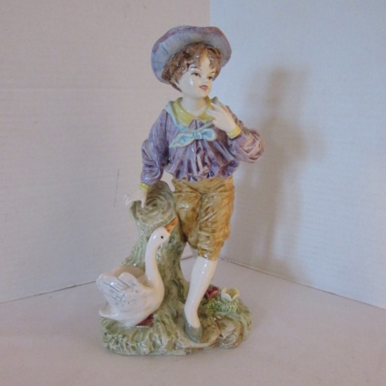 Vintage Arnart Porcelain Boy with Goose Figure