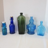 Old Colored Glass Bottles-Blown Form George Washington Simmon's Centennial Bitter's,