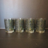 Four Midcentury Stained Glass Textured Highball Cocktail Glasses
