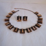 Vintage Matisse Copper Necklace and Clip-On Earring Set