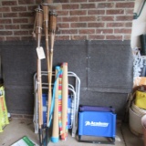 Four Tiki Torches, Two Folding Chairs, Two Beach Mats and Two Stadium Seats