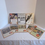 Eight 1940's Mounted Coca-Cola and Automotive Magazine Advertisement Pages