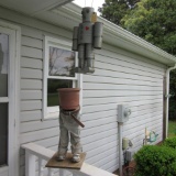 Hand Crafted Tin Can-Tin Man and Toddler Pants Plant Stand