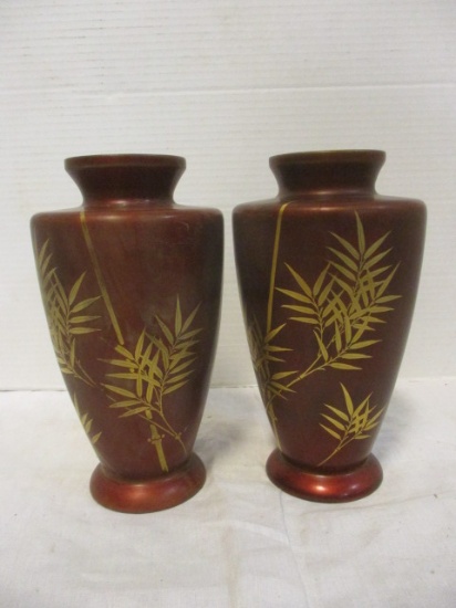 PR of Vases w/copper inserts Japanese (Enamel type finish)