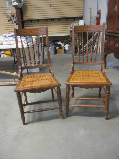 PR of Cane Bottom Spindle Back Chairs