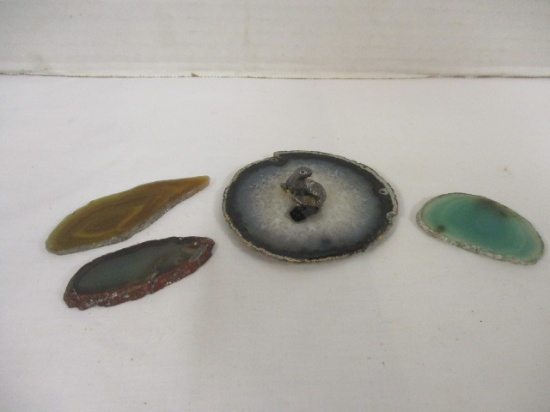 Small Agate Slices and Agate Slice with Pewter Seal