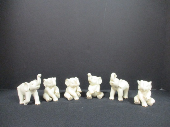 Six Lenox Porcelain Elephant Figurines