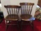 Two Wood Curved Back Chairs