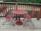 Wrought Iron Metal Mesh Table With Two Bounce Chairs