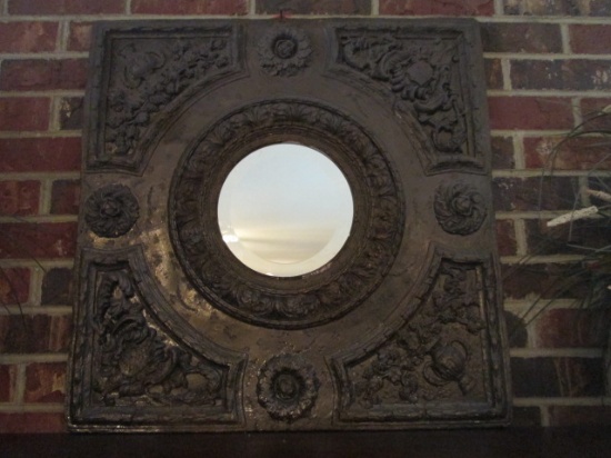 Round Mirror with Decorative Frame