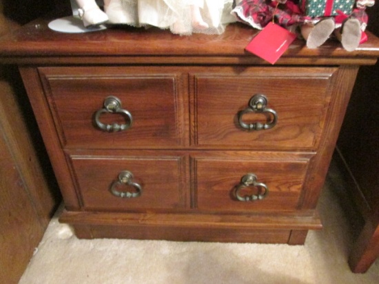 Two Drawer Wood Nightstand