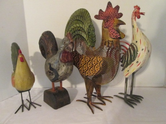 Four Decorative Chickens