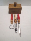 Butter Mold and Wood Bottle Openers
