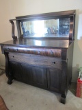 Antique Empire Style Buffet Server with Mirror