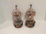 Two Wall Hanging Metal Oil Lamps