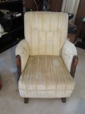 Antique Stationary Rocker with Wood Swan Handles