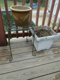 Metal Plant Stand and Two Planters