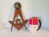 Handmade Shriners/Masons Clock and Stein